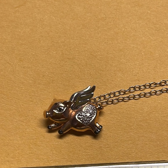 Flying pig pendant sterling silver 18k gold plated - Picture 4 of 8
